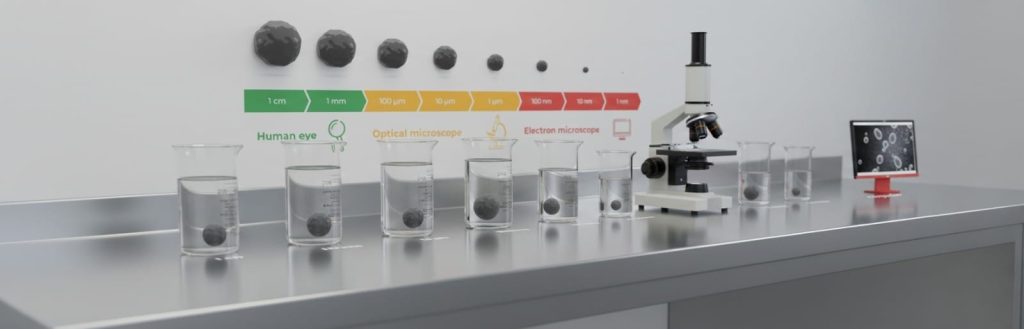 Micron ratings in liquid filtration showing particle size comparison