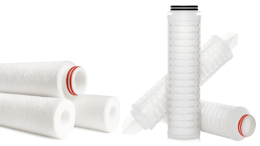 Depth vs pleated filter cartridges used in industrial liquid filtration systems