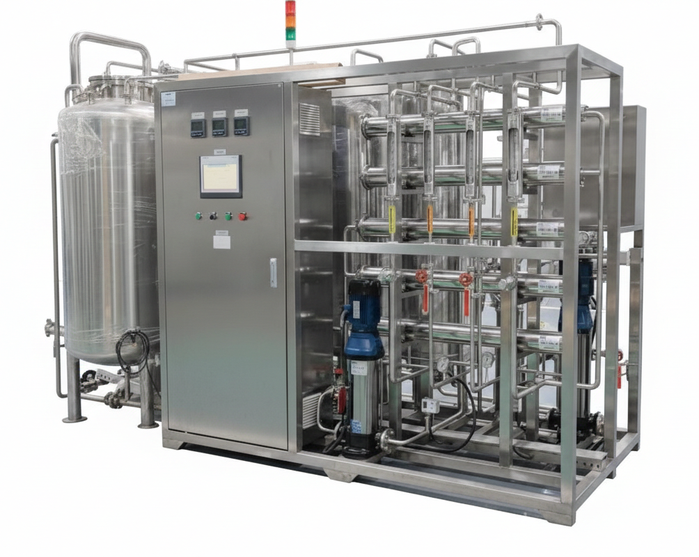 Double-pass RO purified water generation system with 316L sanitary construction.